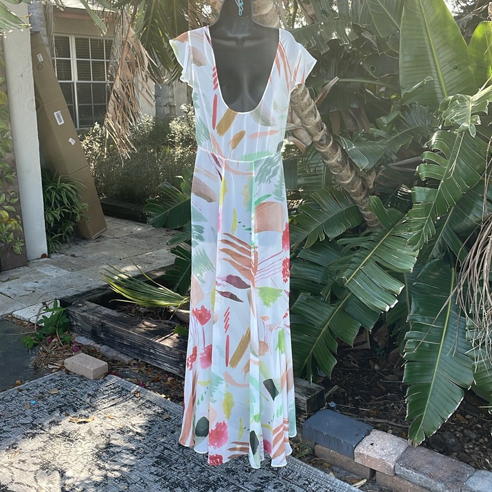Antonio Melani, sheer floral asymmetric tea dress - Picture 11 of 11